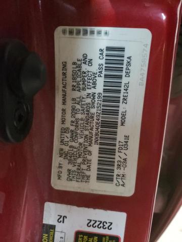 1NXBU40E49Z152199 - 2009 TOYOTA CAROLLA RED photo 10