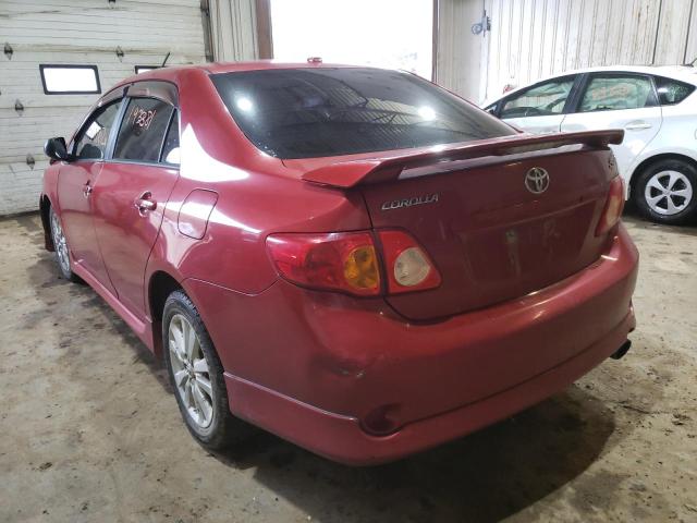 1NXBU40E49Z152199 - 2009 TOYOTA CAROLLA RED photo 3