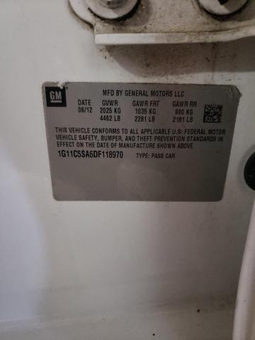 1G11C5SA6DF118970 - 2013 CHEVROLET MALIBU 1LT WHITE photo 10