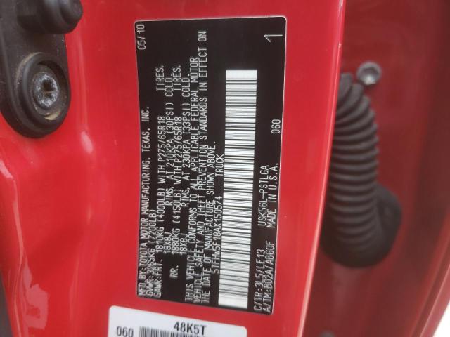 5TFHW5F18AX150574 - 2010 TOYOTA TUNDRA CRE RED photo 10