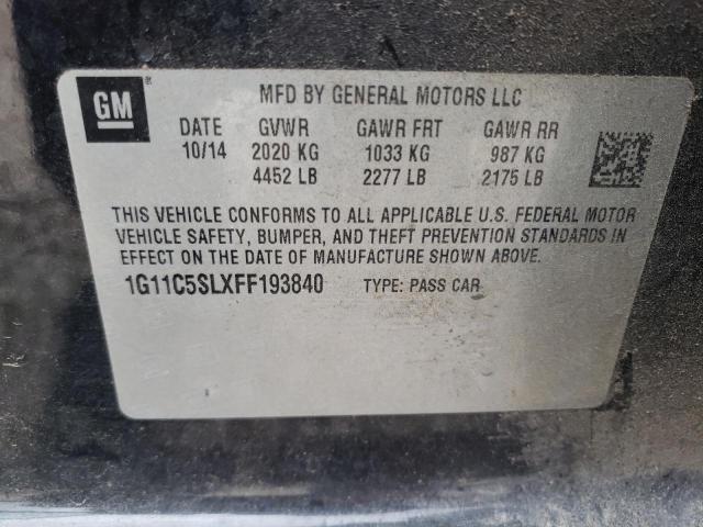 1G11C5SLXFF193840 - 2015 CHEVROLET MALIBU 1LT 黑色 照片 10