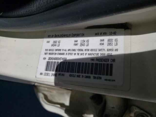 2B3HD46R83H574660 - 2003 DODGE INTREPID S 白色 照片 10