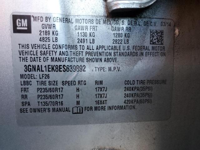 3GNAL1EK8ES639892 - 2014 CHEVROLET CAPTIVA LS 银色 照片 10