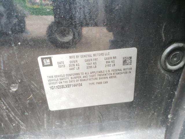 1G11C5SLXEF144104 - 2014 CHEVROLET MALIBU 1LT შავი ფოტო 10