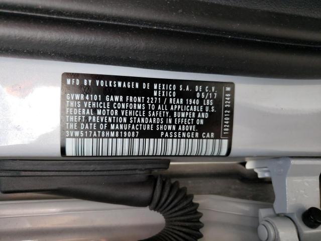 3VW517AT8HM819087 - 2017 VOLKSWAGEN BEETLE S/S 银色 照片 10