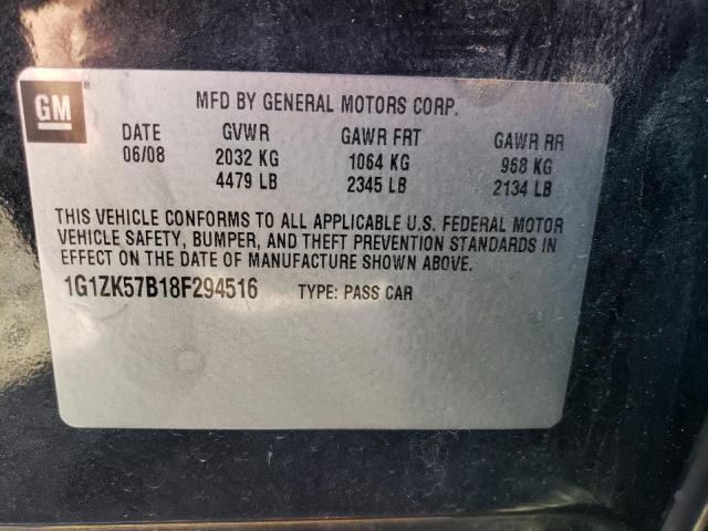 1G1ZK57B18F294516 - 2008 CHEVROLET MALIBU LTZ შავი ფოტო 10