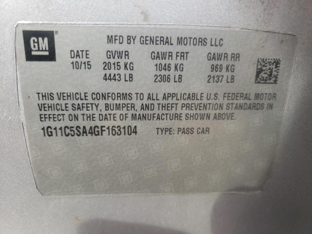 1G11C5SA4GF163104 - 2016 CHEVROLET MALIBU LIM 银色 照片 10