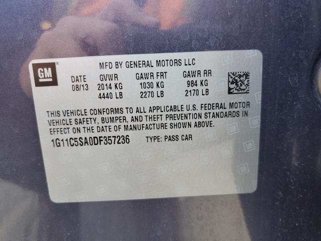 1G11C5SA0DF357236 - 2013 CHEVROLET MALIBU 1LT 蓝色 照片 10