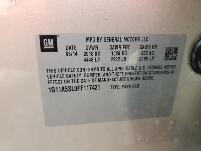 1G11A5SL9FF117421 - 2015 CHEVROLET MALIBU LS GOLD photo 10