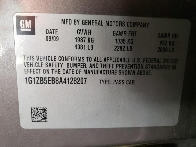 1G1ZB5EB8A4128207 - 2010 CHEVROLET MALIBU LS GRAY photo 10