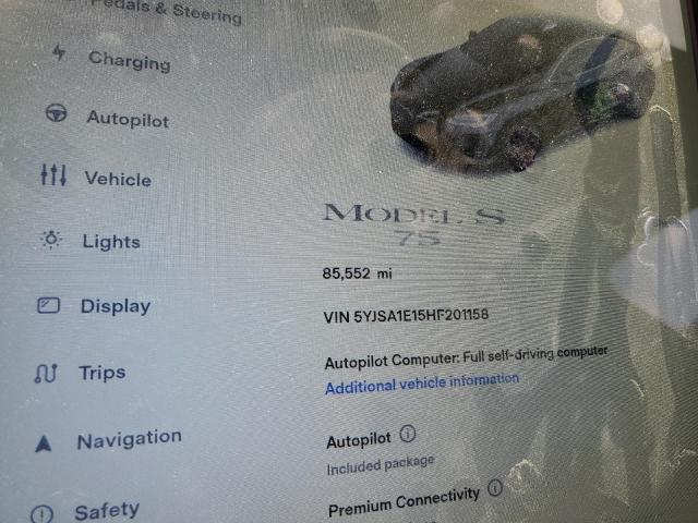 5YJSA1E15HF201158 - 2017 TESLA MODEL S Սև լուսանկար 8