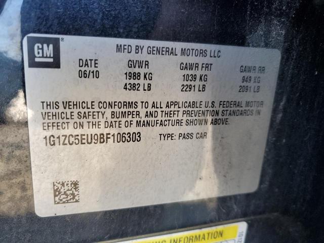 1G1ZC5EU9BF106303 - 2011 CHEVROLET MALIBU 1LT შავი ფოტო 10