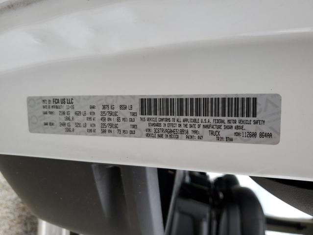 3C6TRVAG0HE518910 - 2017 RAM PROMASTER WHITE photo 10