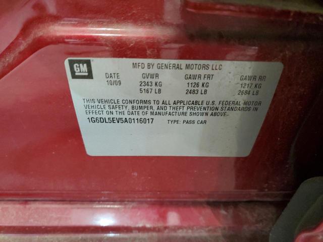 1G6DL5EV5A0116017 - 2010 CADILLAC CTS PERFOR წითელი ფოტო 10