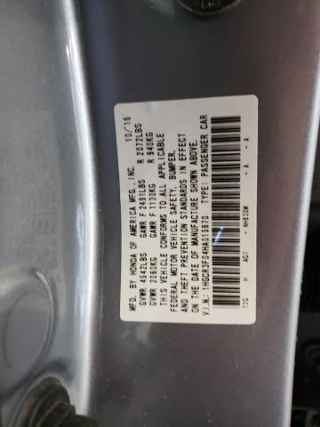 1HGCR3F04HA015670 - 2017 HONDA ACCORD EXL SILVER photo 10