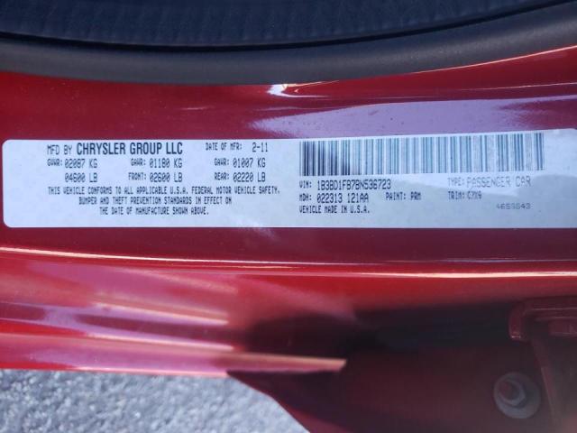 1B3BD1FB7BN536723 - 2011 DODGE AVENGER MA RED photo 10