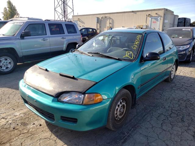 2HGEH2359RH504512 - 1994 HONDA CIVIC CX TURQUOISE photo 2