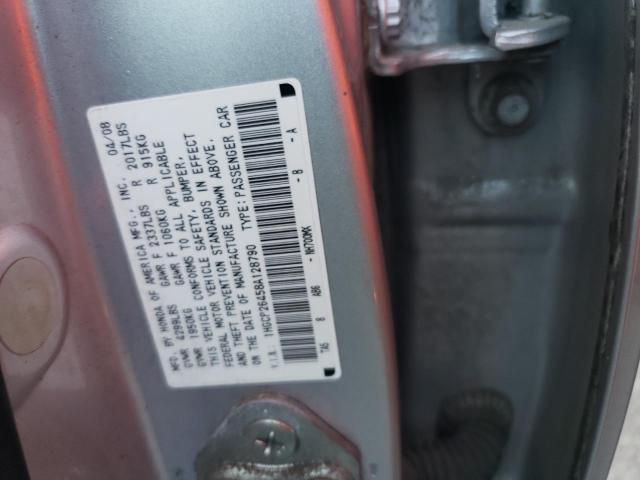 1HGCP26458A128790 - 2008 HONDA ACCORD LXP SILVER photo 10