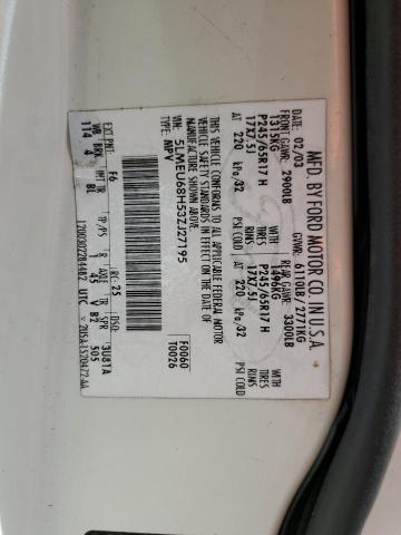 5LMEU68H53ZJ27195 - 2003 LINCOLN AVIATOR 白色 照片 10