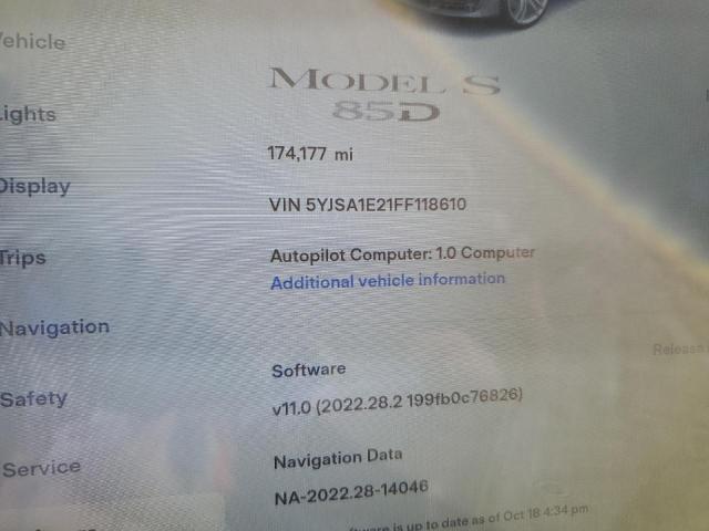 5YJSA1E21FF118610 - 2015 TESLA MODEL S Արծաթագույն լուսանկար 8