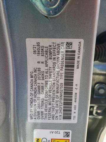 2HGFE2F5XNH527509 - 2022 HONDA CIVIC SPOR SILVER photo 13