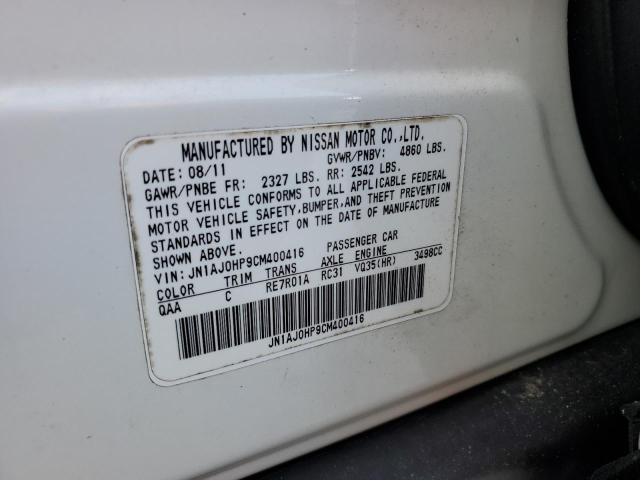 JN1AJ0HP9CM400416 - 2012 INFINITI EX35 BASE WHITE photo 10