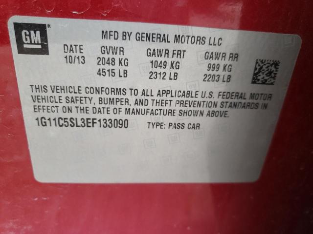 1G11C5SL3EF133090 - 2014 CHEVROLET MALIBU 1LT 红色 照片 10