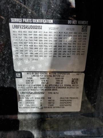 LRBFX2SA5JD002052 - 2018 BUICK ENVISION E CHARCOAL photo 10