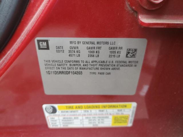 1G11D5RR0DF104393 - 2013 CHEVROLET MALIBU 1LT 红色 照片 10