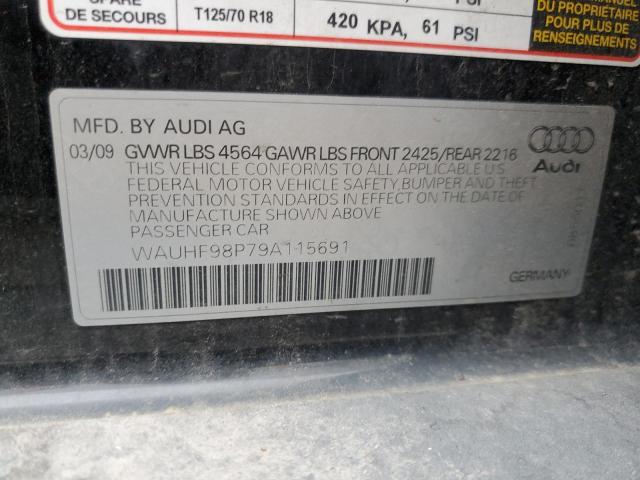 WAUHF98P79A115691 - 2009 AUDI A3 2.0T BLACK photo 10