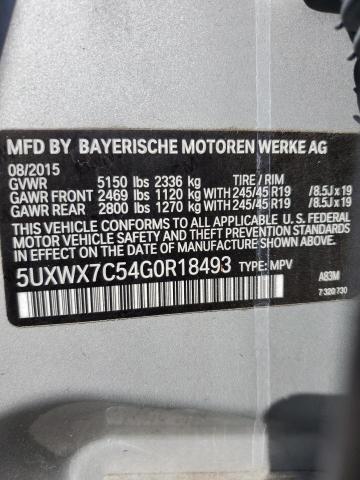 5UXWX7C54G0R18493 - 2016 BMW X3 XDRIVE3 SILVER photo 10