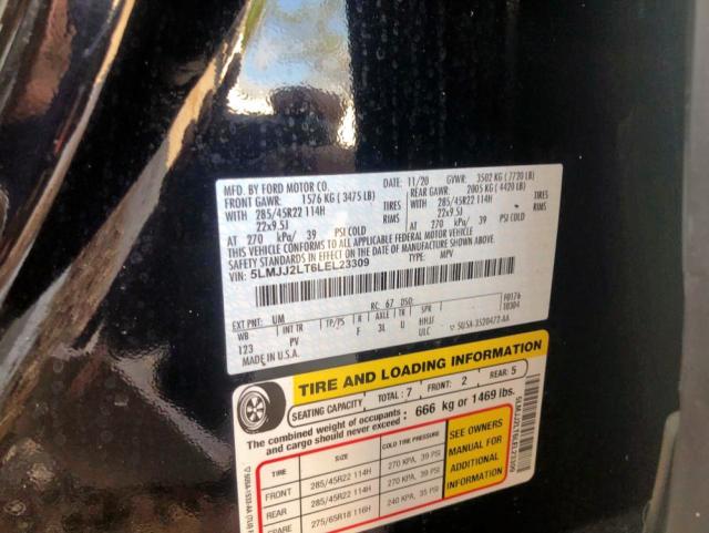 5LMJJ2LT6LEL23309 - 2020 LINCOLN NAVIGATOR 黑色 照片 10