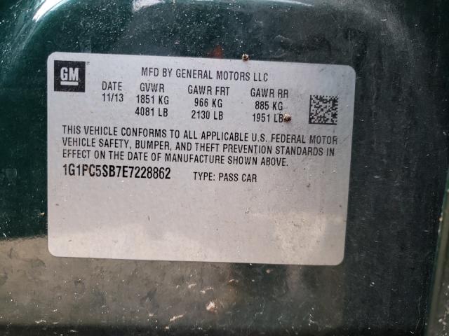 1G1PC5SB7E7228862 - 2014 CHEVROLET CRUZE GREEN photo 10