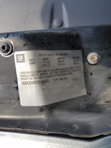 1G8AJ55F87Z196099 - 2007 SATURN ION LEVEL GRAY photo 10