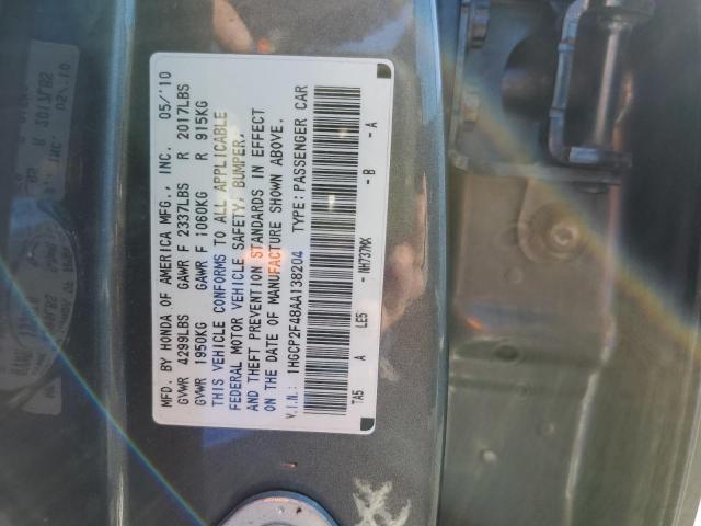 1HGCP2F48AA138204 - 2010 HONDA ACCORD LXP GRAY photo 10