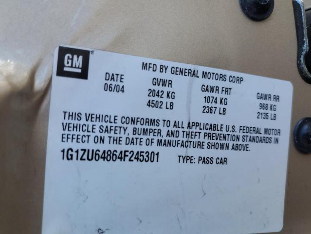 1G1ZU64864F245301 - 2004 CHEVROLET MALIBU MAX 金色 照片 10