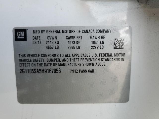 2G1105SA5H9167956 - 2017 CHEVROLET IMPALA LT 白色 照片 10
