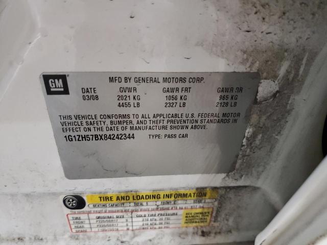 1G1ZH57BX84242344 - 2008 CHEVROLET MALIBU 1LT 白色 照片 10