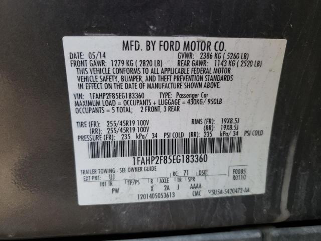 1FAHP2F85EG183360 - 2014 FORD TAURUS LIM GRAY photo 10