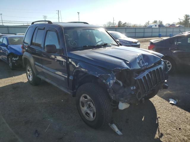 1J8GL48K75W557598 - 2005 JEEP LIBERTY SP BLUE photo 1