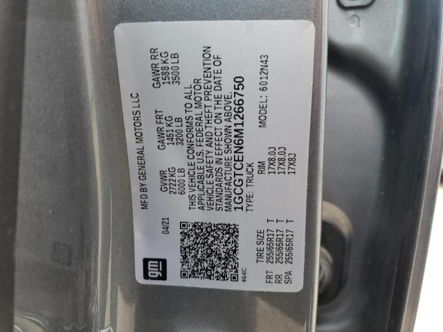 1GCGTCEN6M1266750 - 2021 CHEVROLET COLORADO L CHARCOAL photo 10