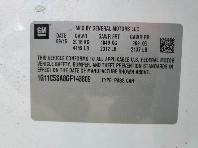 1G11C5SA8GF143809 - 2016 CHEVROLET MALIBU LIM WHITE photo 10