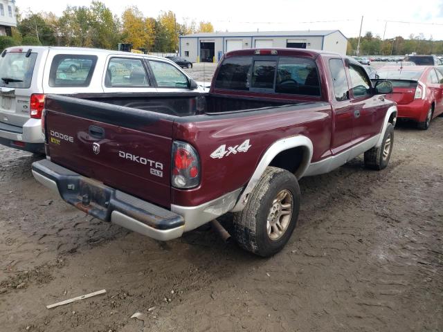 1D7HG42N23S216221 - 2003 DODGE DAKOTA SLT MAROON photo 4