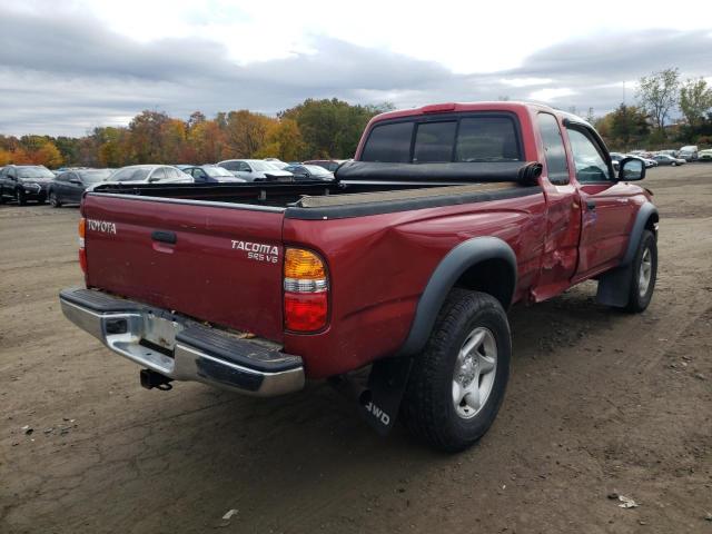 5TEWN72N63Z224973 - 2003 TOYOTA TACOMA XTR RED photo 4