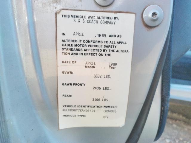 4GLDB90Y7KA405421 - 1989 BUICK LESABRE ES SILVER photo 10