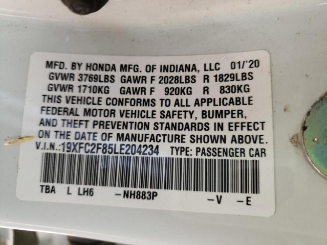 19XFC2F85LE204234 - 2020 HONDA CIVIC SPOR 白色 照片 10
