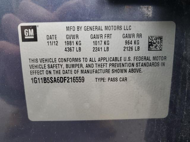 1G11B5SA6DF216559 - 2013 CHEVROLET MALIBU LS BLUE photo 10