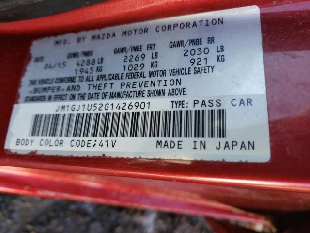 JM1GJ1U52G1426901 - 2016 MAZDA 6 SPORT RED photo 10