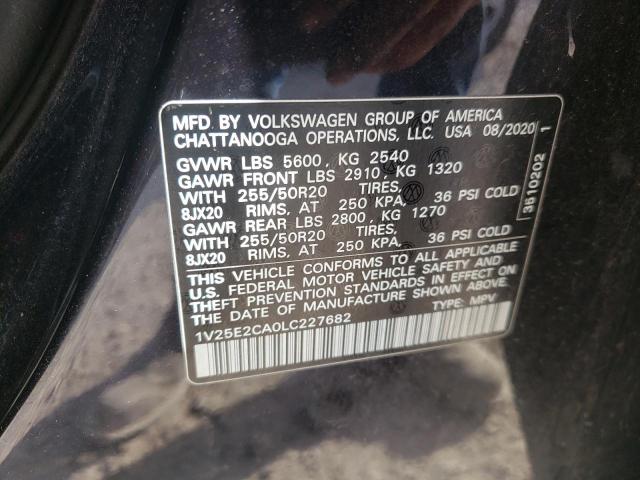 1V25E2CA0LC227682 - 2020 VOLKSWAGEN ATLAS CROS 黑色 照片 10