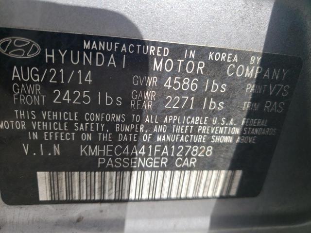 KMHEC4A41FA127828 - 2015 HYUNDAI SONATA HYB SILVER photo 10